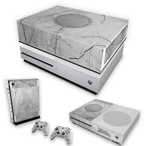 KIT Capa Anti Poeira e Skin Anti-Rage Xbox One S Slim - Mjolnir Thor Amor e Trovão
