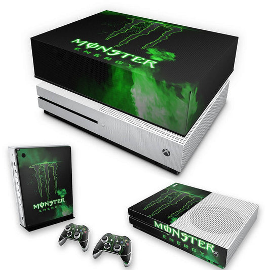 KIT Xbox One S Slim Skin Anti-Rage e Capa Anti Poeira - Monster Energy Drink