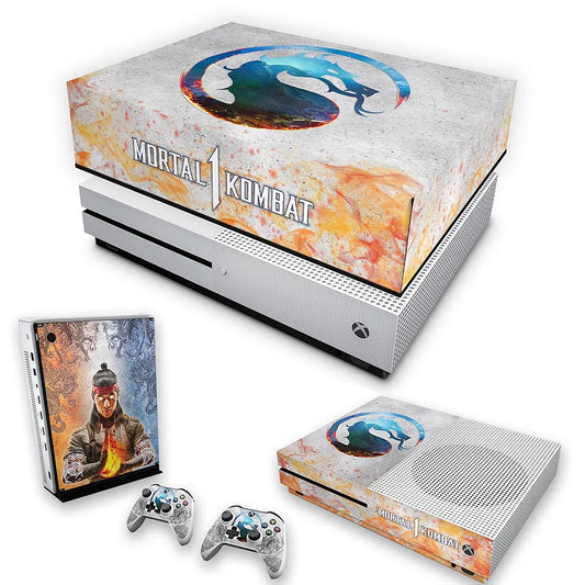 KIT Xbox One S Slim Skin Anti-Rage e Capa Anti Poeira - Mortal Kombat 1