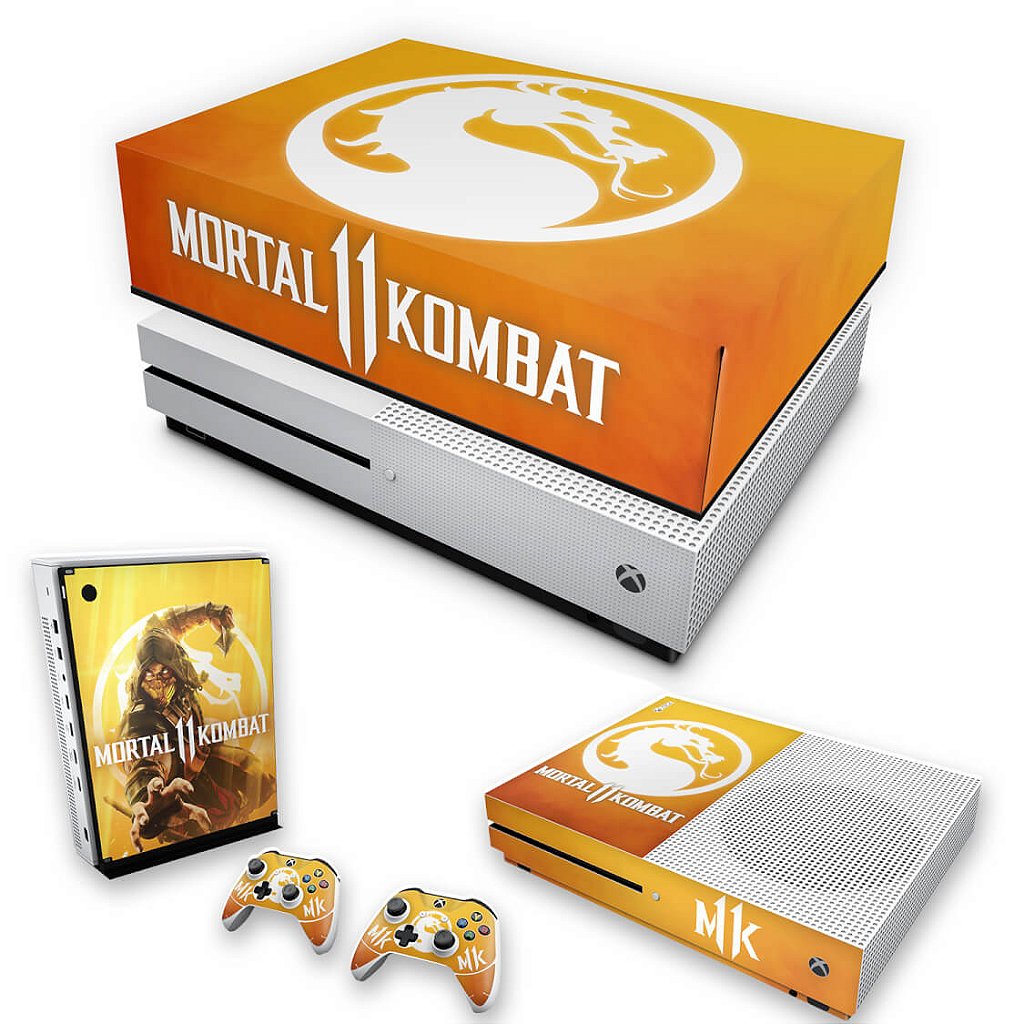 KIT Capa Anti Poeira e Skin Anti-Rage Xbox One S Slim - Mortal Kombat 11