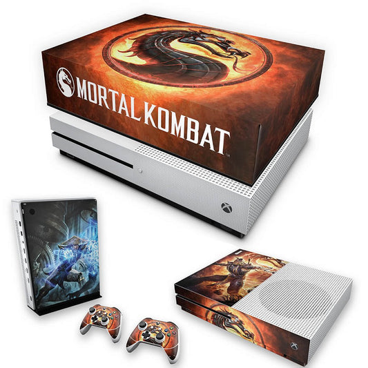 KIT Capa Anti Poeira e Skin Anti-Rage Xbox One S Slim - Mortal Kombat
