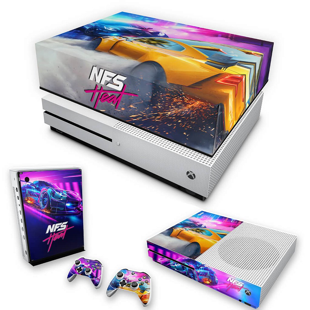 KIT Capa Anti Poeira e Skin Anti-Rage Xbox One S Slim - Need For Speed Heat