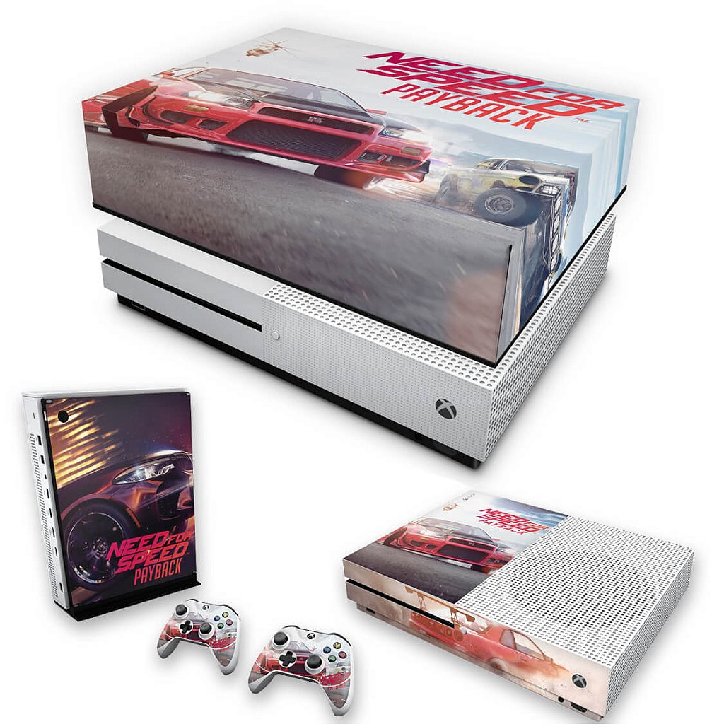 KIT Capa Anti Poeira e Skin Anti-Rage Xbox One S Slim - Need For Speed Payback