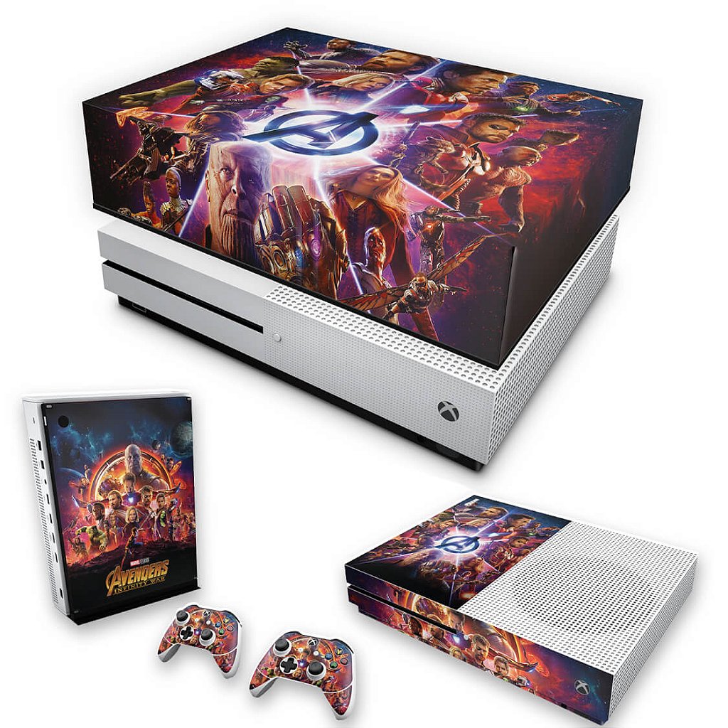KIT Capa Anti Poeira e Skin Anti-Rage Xbox One S Slim - Os Vingadores: Guerra Infinita