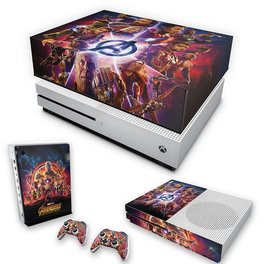 KIT Xbox One S Slim Skin Anti-Rage e Capa Anti Poeira - Os Vingadores: Guerra Infinita