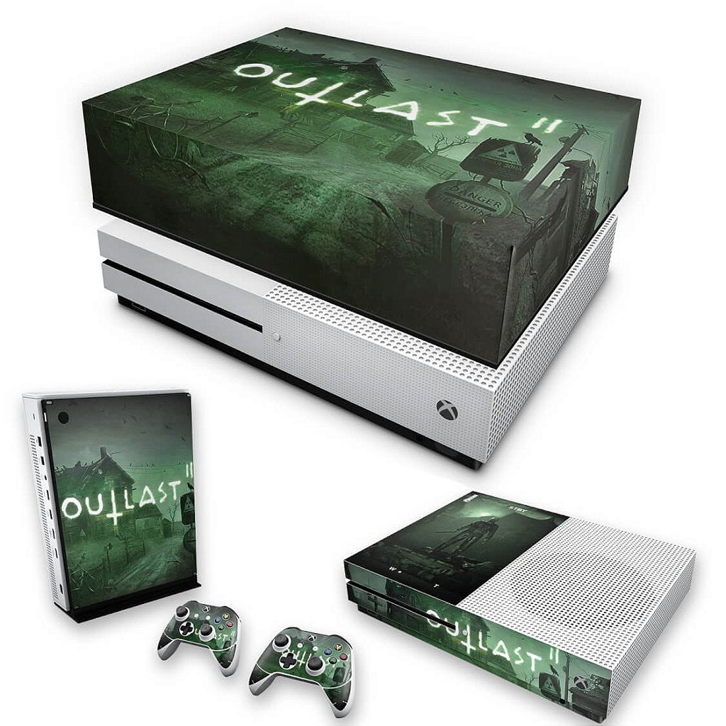 KIT Capa Anti Poeira e Skin Anti-Rage Xbox One S Slim - Outlast 2