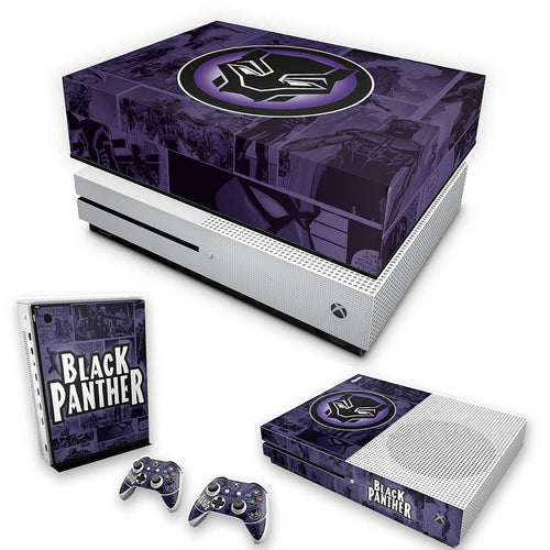 KIT Capa Anti Poeira e Skin Anti-Rage Xbox One S Slim - Pantera Negra Comics