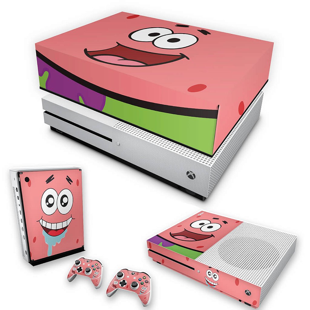 KIT Capa Anti Poeira e Skin Anti-Rage Xbox One S Slim - Patrick Bob Esponja