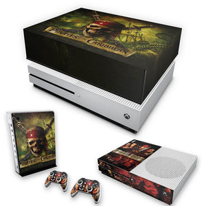 KIT Capa Anti Poeira e Skin Anti-Rage Xbox One S Slim - Piratas do Caribe
