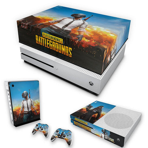 KIT Capa Anti Poeira e Skin Anti-Rage Xbox One S Slim - Players Unknown Battlegrounds PUBG