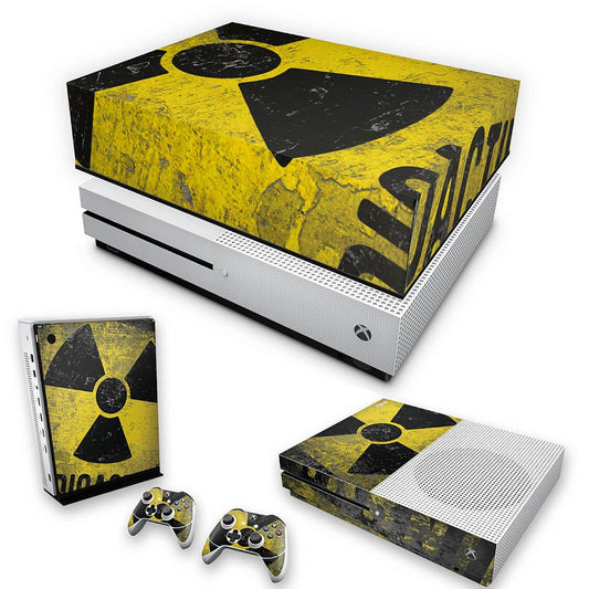 KIT Capa Anti Poeira e Skin Anti-Rage Xbox One S Slim - Radioativo