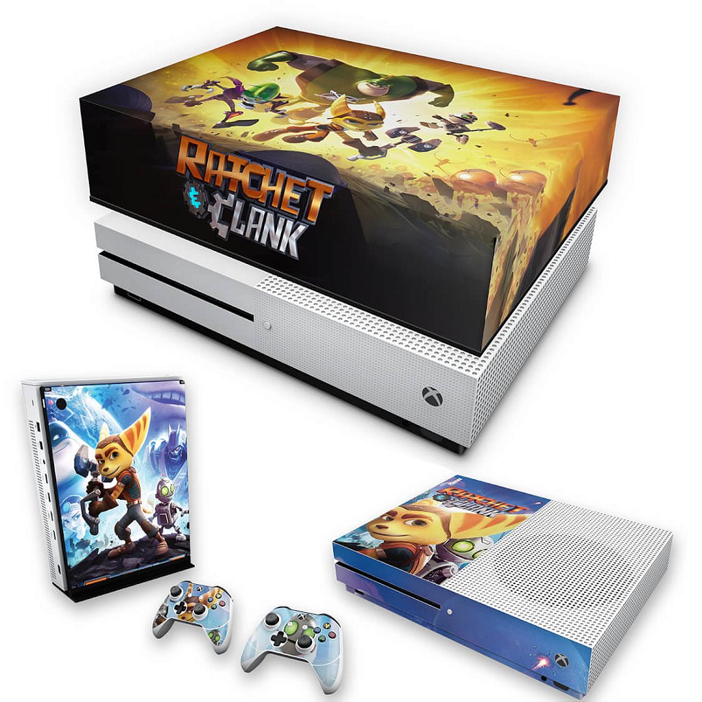 KIT Capa Anti Poeira e Skin Anti-Rage Xbox One S Slim - Ratchet and Clank