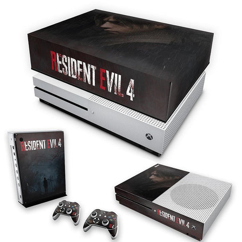 KIT Capa Anti Poeira e Skin Anti-Rage Xbox One S Slim - Resident Evil 4 Remake