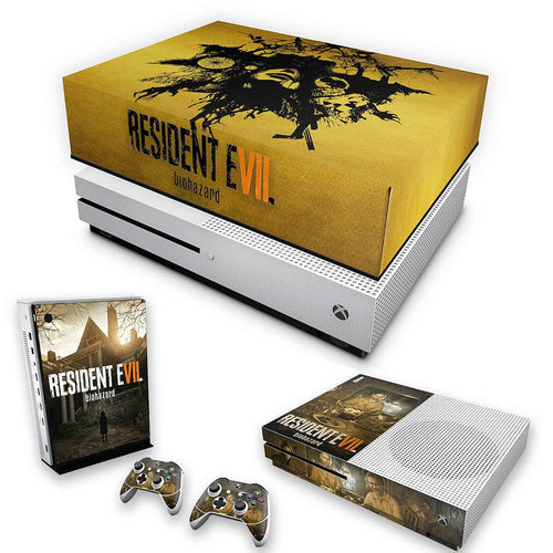 KIT Capa Anti Poeira e Skin Anti-Rage Xbox One S Slim - Resident Evil 7: Biohazard