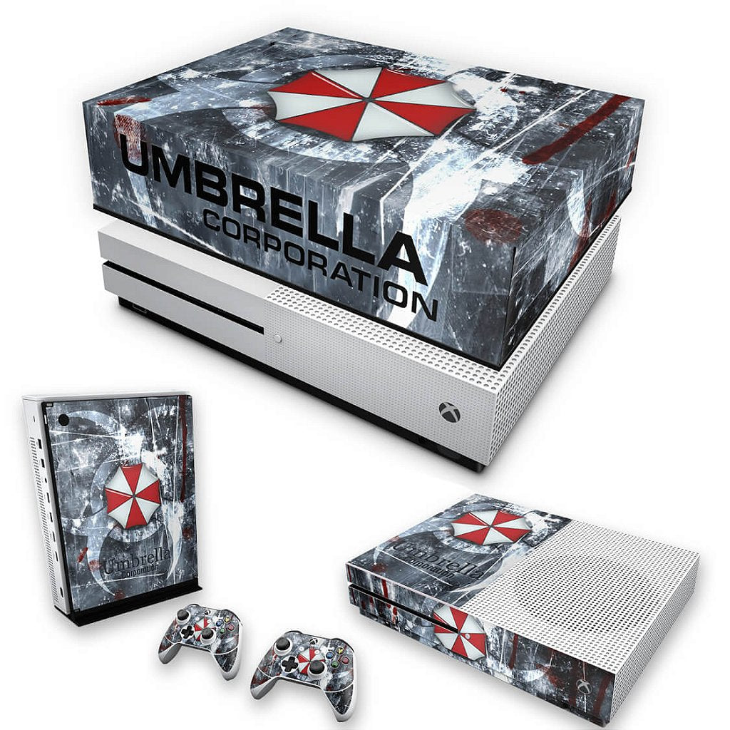 KIT Capa Anti Poeira e Skin Anti-Rage Xbox One S Slim - Resident Evil