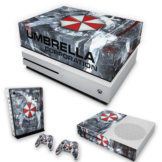 KIT Capa Anti Poeira e Skin Anti-Rage Xbox One S Slim - Resident Evil