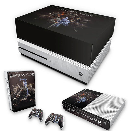 KIT Xbox One S Slim Skin Anti-Rage e Capa Anti Poeira - Shadow of War