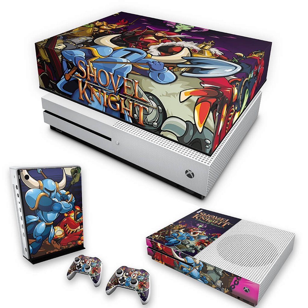 KIT Capa Anti Poeira e Skin Anti-Rage Xbox One S Slim - Shovel Knight