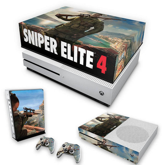 KIT Xbox One S Slim Skin Anti-Rage e Capa Anti Poeira - Sniper Elite 4