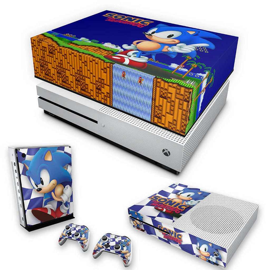 KIT Capa Anti Poeira e Skin Anti-Rage Xbox One S Slim - Sonic The Hedgehog