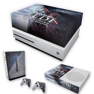 KIT Capa Anti Poeira e Skin Anti-Rage Xbox One S Slim - Star Wars Jedi Fallen Order
