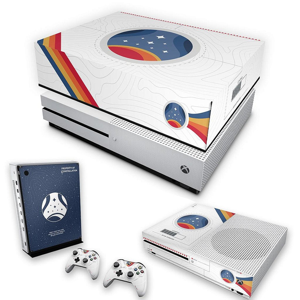 KIT Capa Anti Poeira e Skin Anti-Rage Xbox One S Slim - Starfield Edition
