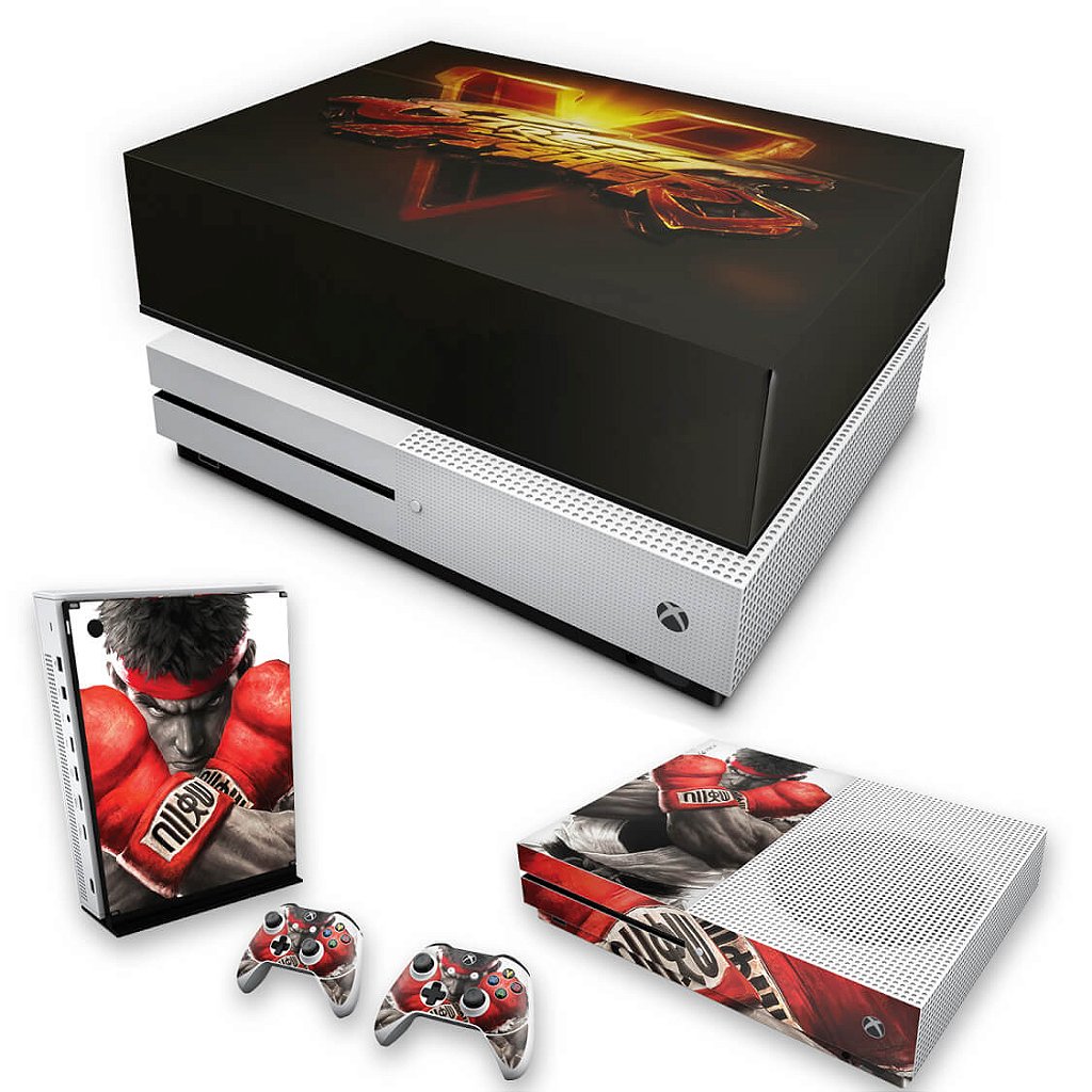 KIT Capa Anti Poeira e Skin Anti-Rage Xbox One S Slim - Street Fighter V