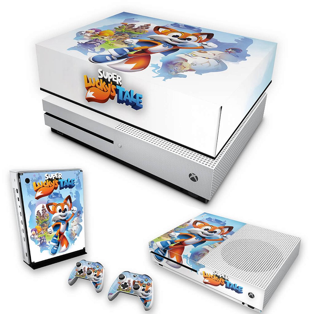 KIT Capa Anti Poeira e Skin Anti-Rage Xbox One S Slim - Super Lucky's Tale