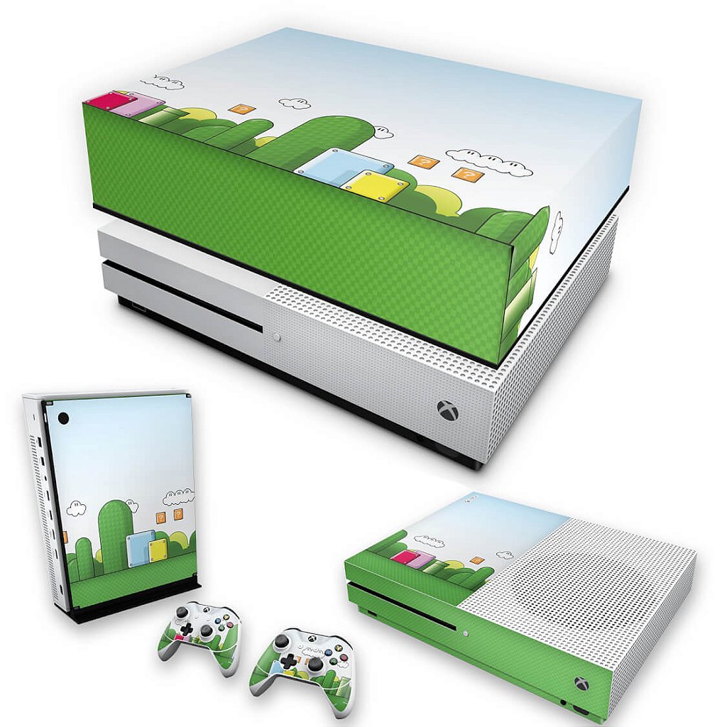 KIT Capa Anti Poeira e Skin Anti-Rage Xbox One S Slim - Super Mario