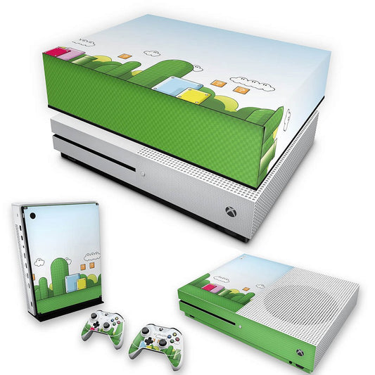 KIT Capa Anti Poeira e Skin Anti-Rage Xbox One S Slim - Super Mario