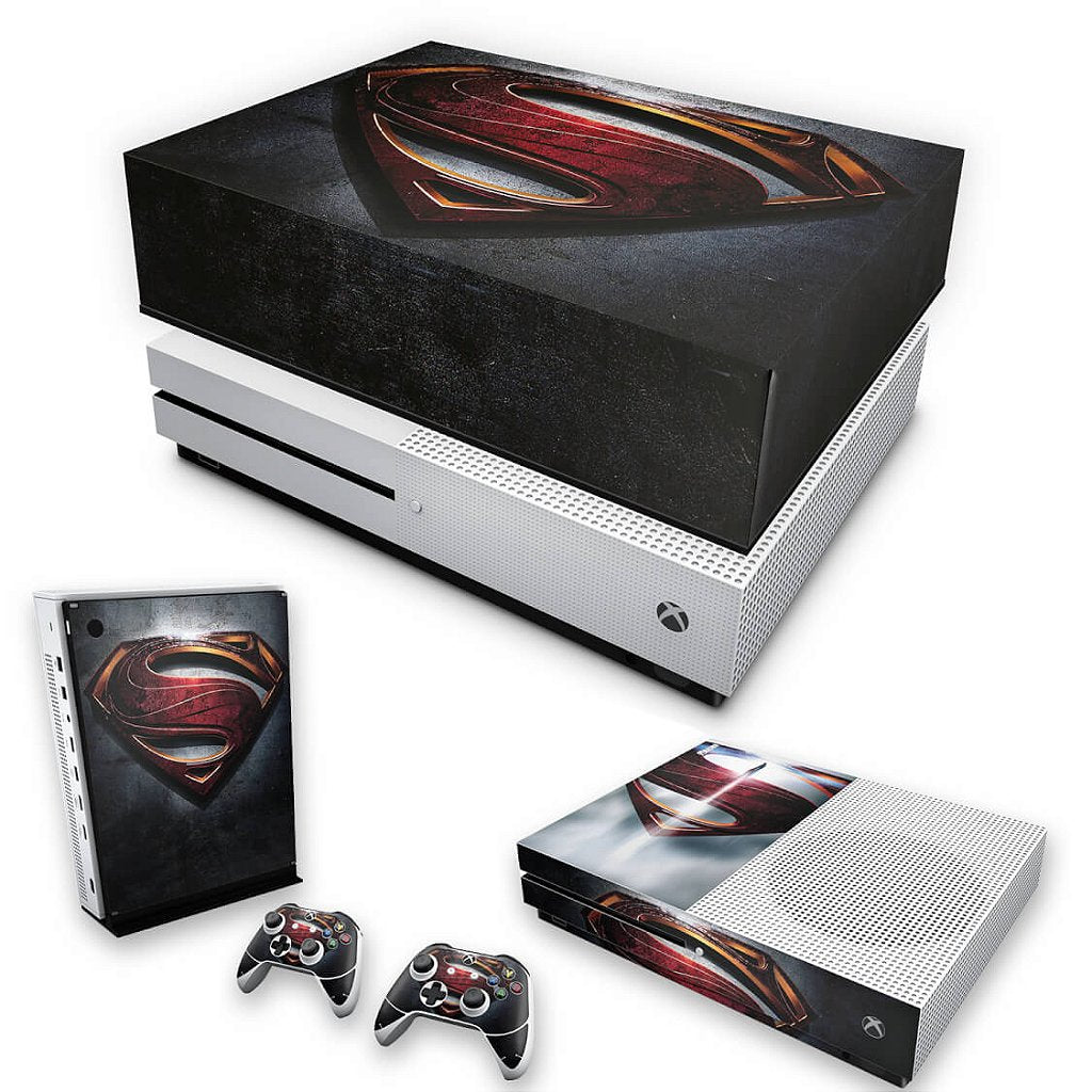 KIT Capa Anti Poeira e Skin Anti-Rage Xbox One S Slim - Superman - Super Homem
