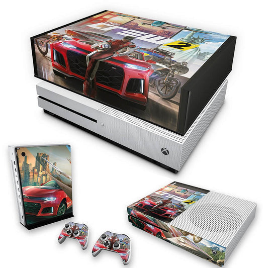 KIT Xbox One S Slim Skin Anti-Rage e Capa Anti Poeira - The Crew 2