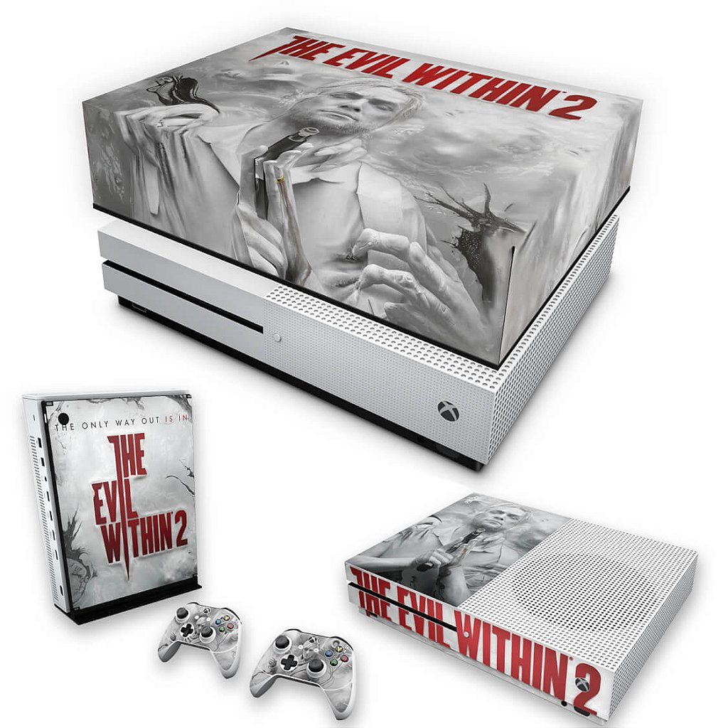 KIT Capa Anti Poeira e Skin Anti-Rage Xbox One S Slim - The Evil Within 2