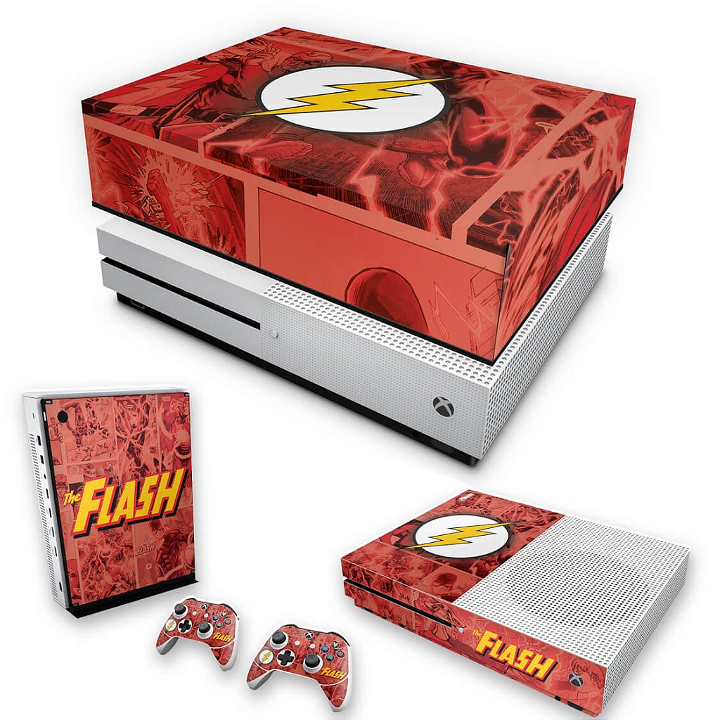 KIT Capa Anti Poeira e Skin Anti-Rage Xbox One S Slim - The Flash Comics