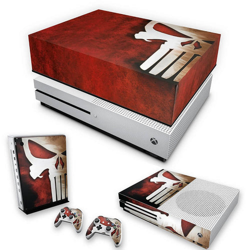 KIT Capa Anti Poeira e Skin Anti-Rage Xbox One S Slim - The Punisher Justiceiro