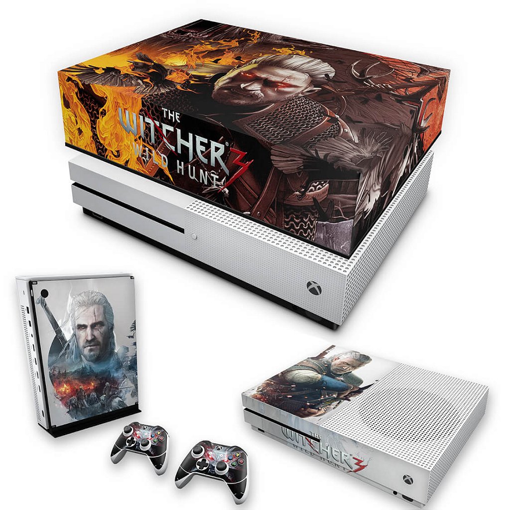 KIT Capa Anti Poeira e Skin Anti-Rage Xbox One S Slim - The Witcher 3 #B
