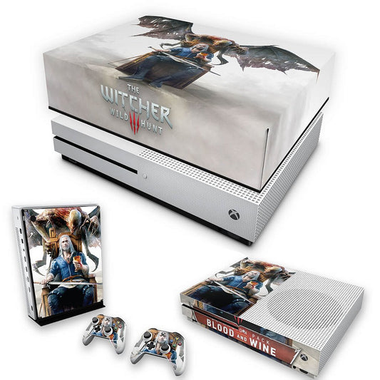 KIT Capa Anti Poeira e Skin Anti-Rage Xbox One S Slim - The Witcher 3 Blood And Wine