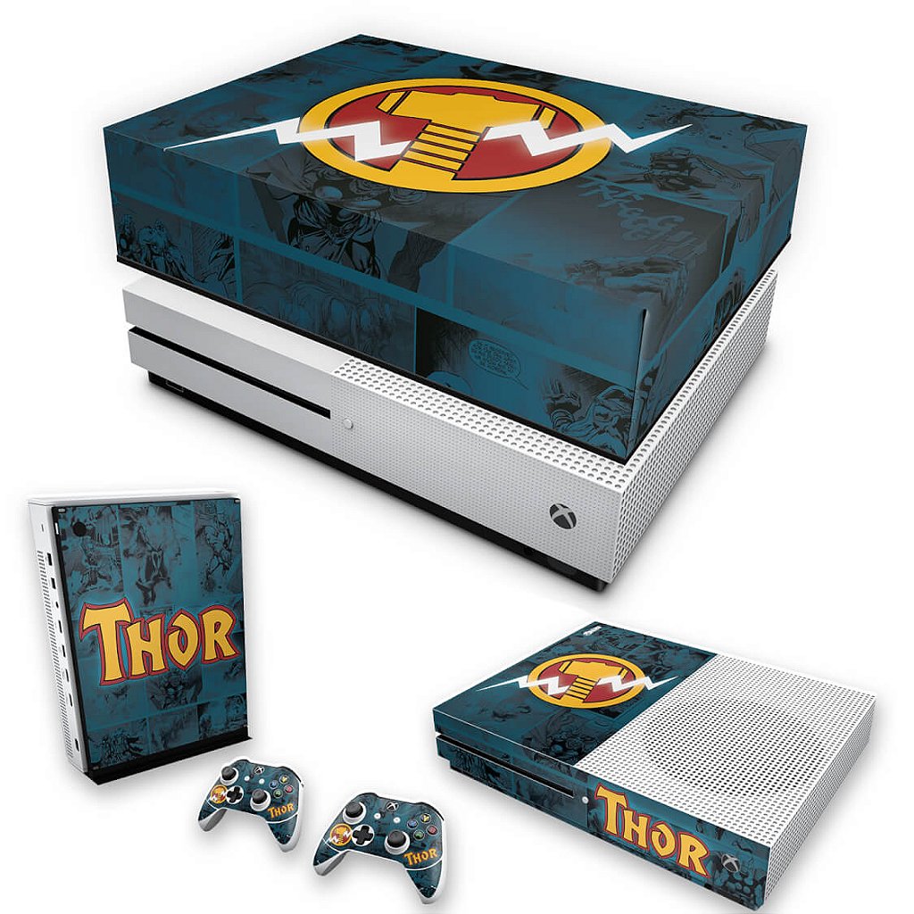 KIT Capa Anti Poeira e Skin Anti-Rage Xbox One S Slim - Thor Comics