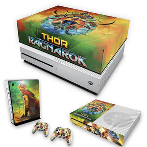 KIT Capa Anti Poeira e Skin Anti-Rage Xbox One S Slim - Thor Ragnarok
