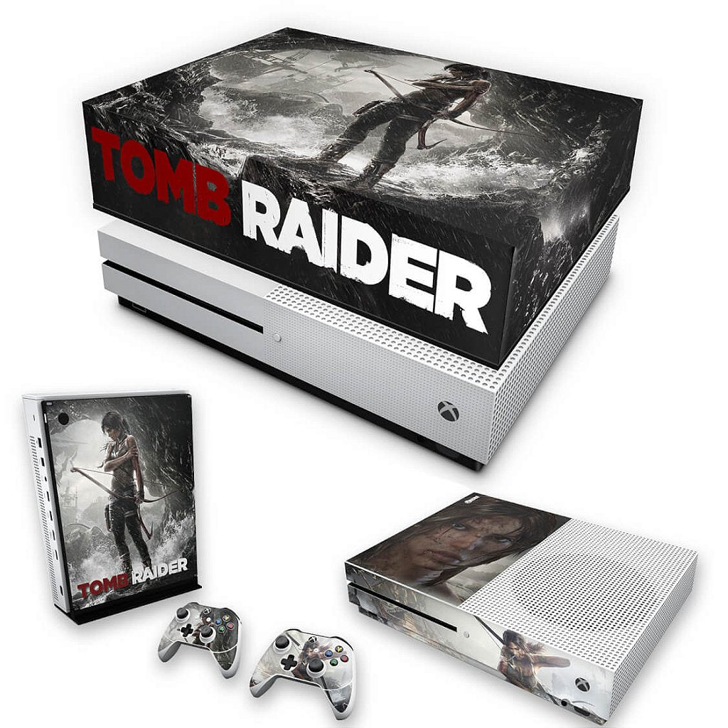 KIT Capa Anti Poeira e Skin Anti-Rage Xbox One S Slim - Tomb Raider
