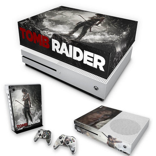 KIT Capa Anti Poeira e Skin Anti-Rage Xbox One S Slim - Tomb Raider
