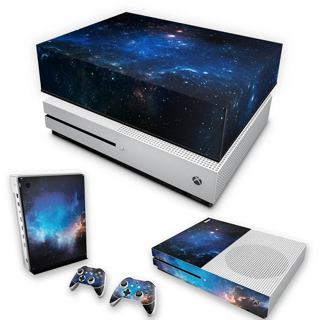 KIT Capa Anti Poeira e Skin Anti-Rage Xbox One S Slim - Universo Cosmos