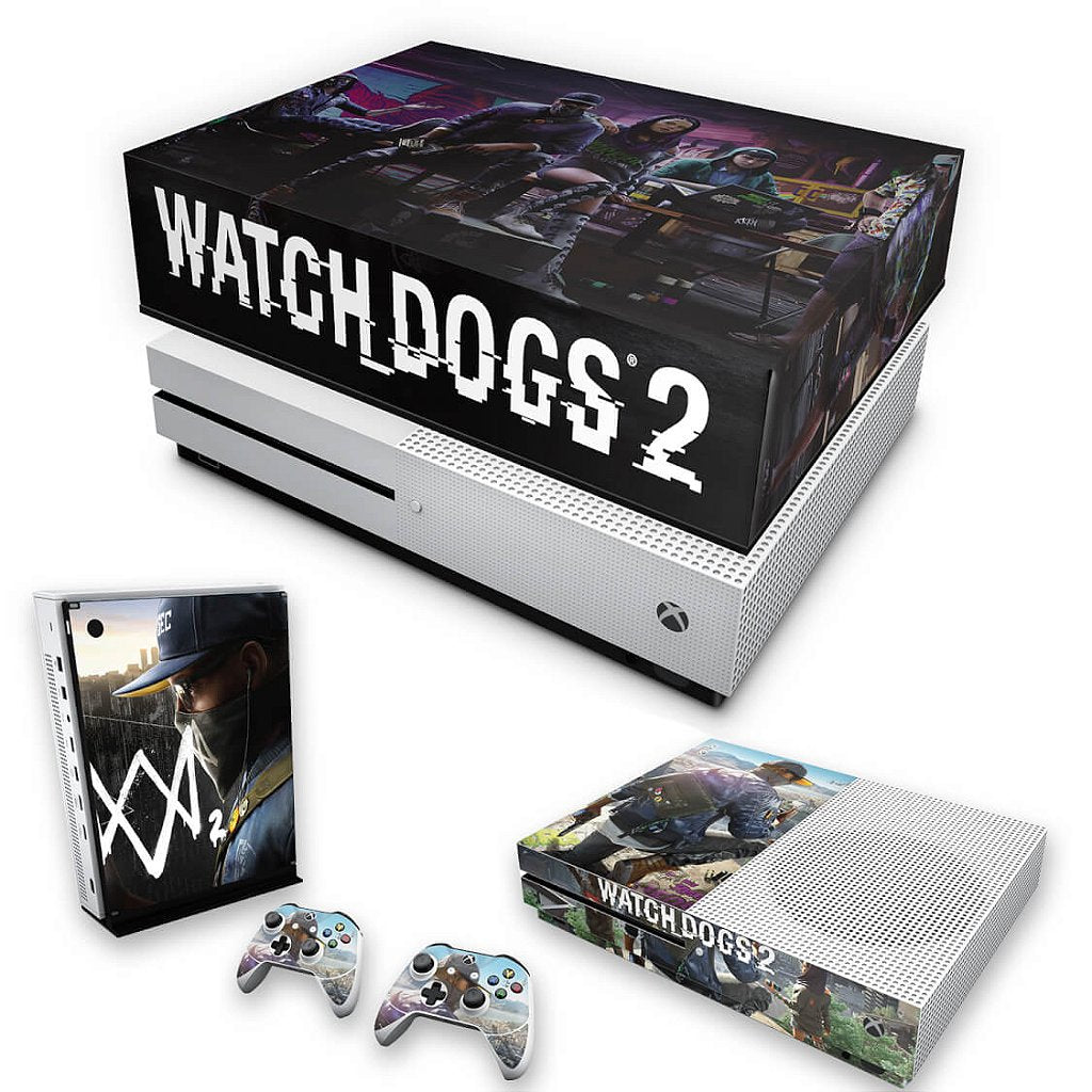 KIT Capa Anti Poeira e Skin Anti-Rage Xbox One S Slim - Watch Dogs 2