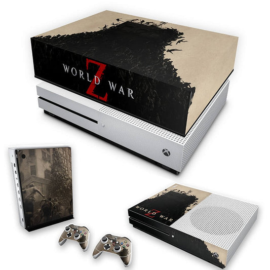 KIT Xbox One S Slim Skin Anti-Rage e Capa Anti Poeira - World War Z