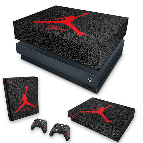 KIT Capa Anti Poeira e Skin Anti-Rage Xbox One X - Air Jordan Flight