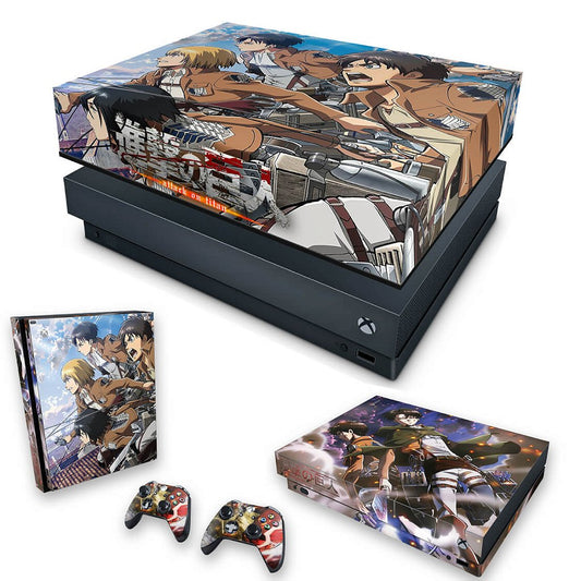 KIT Capa Anti Poeira e Skin Anti-Rage Xbox One X - Attack on Titan #A