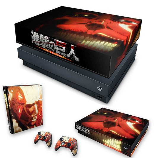 KIT Capa Anti Poeira e Skin Anti-Rage Xbox One X - Attack on Titan #B
