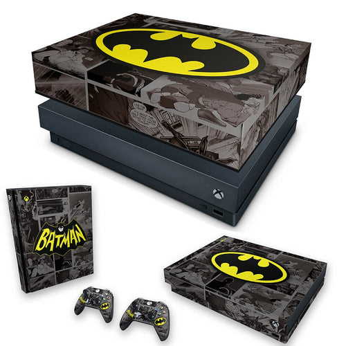 KIT Capa Anti Poeira e Skin Anti-Rage Xbox One X - Batman Comics