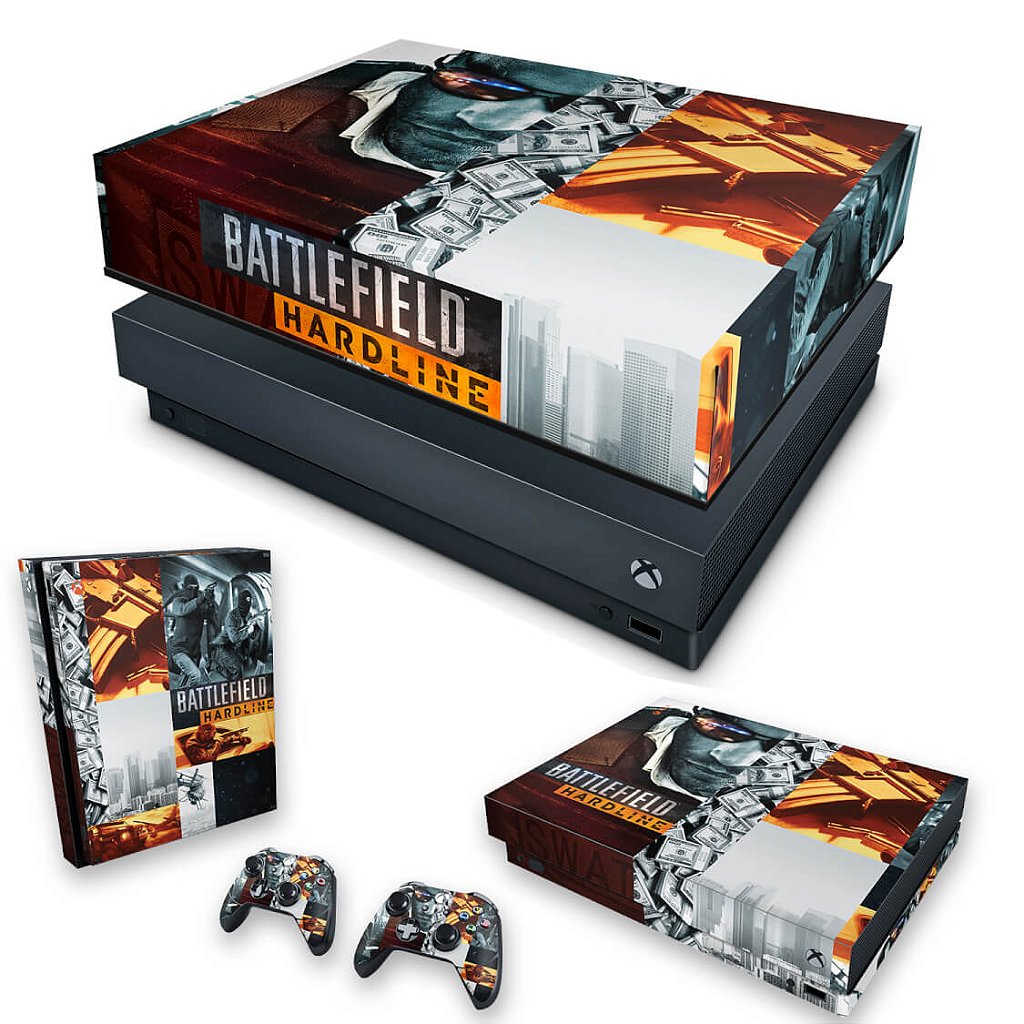 KIT Capa Anti Poeira e Skin Anti-Rage Xbox One X - Battlefield Hardline