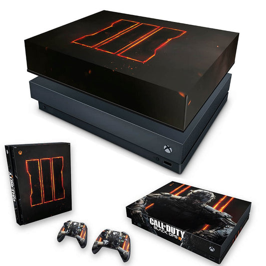 KIT Capa Anti Poeira e Skin Anti-Rage Xbox One X - Call of Duty Black Ops 3